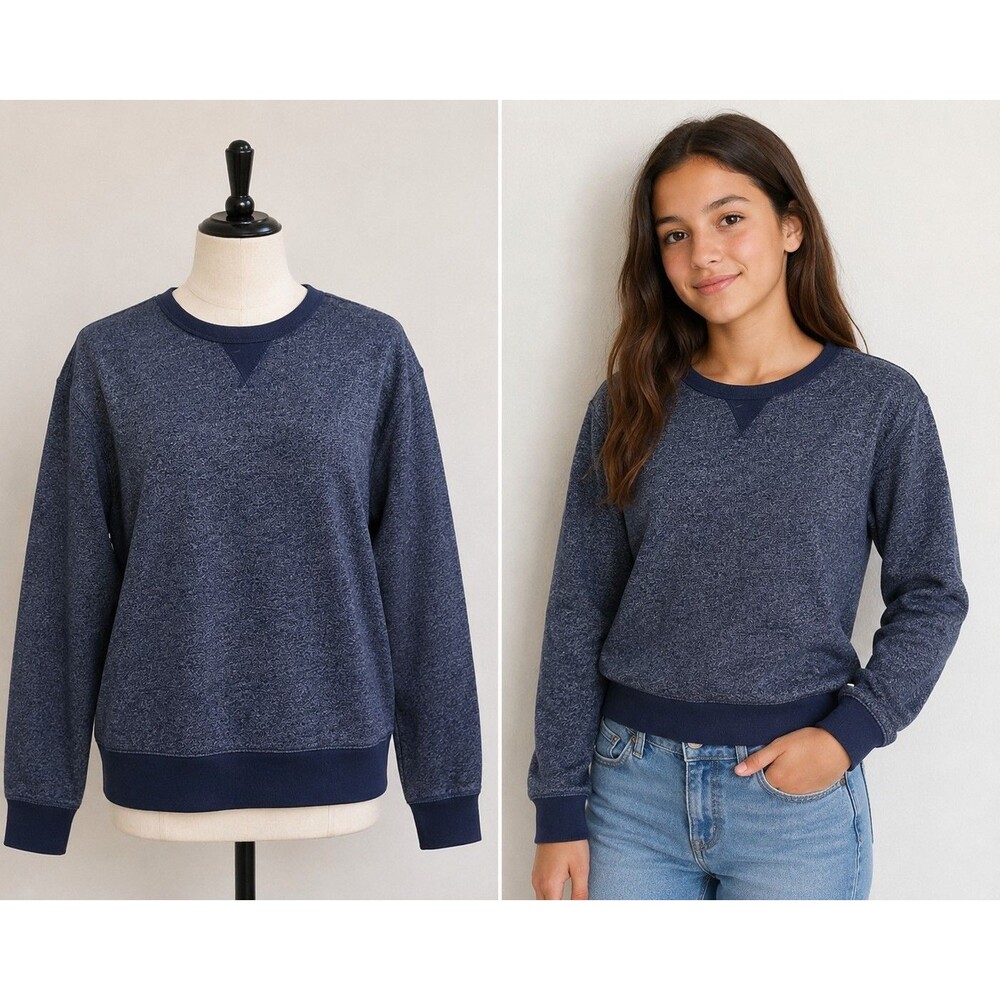 Athletic Works Girls XL 14-16 Blue Crewneck Sweatshirt Cozy Casual Pullover